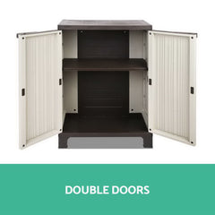 Gardeon Outdoor Storage Cabinet Box 92cm Lockable Cupboard Sheds Garage Adjustable Beige