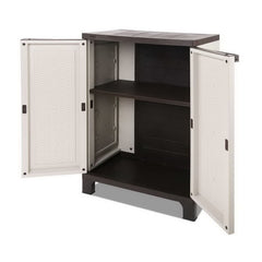 Gardeon Outdoor Storage Cabinet Box 92cm Lockable Cupboard Sheds Adjustable Rattan Beige