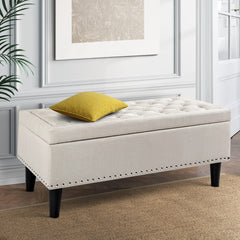 Artiss Storage Ottoman Blanket Box 96cm Linen Taupe
