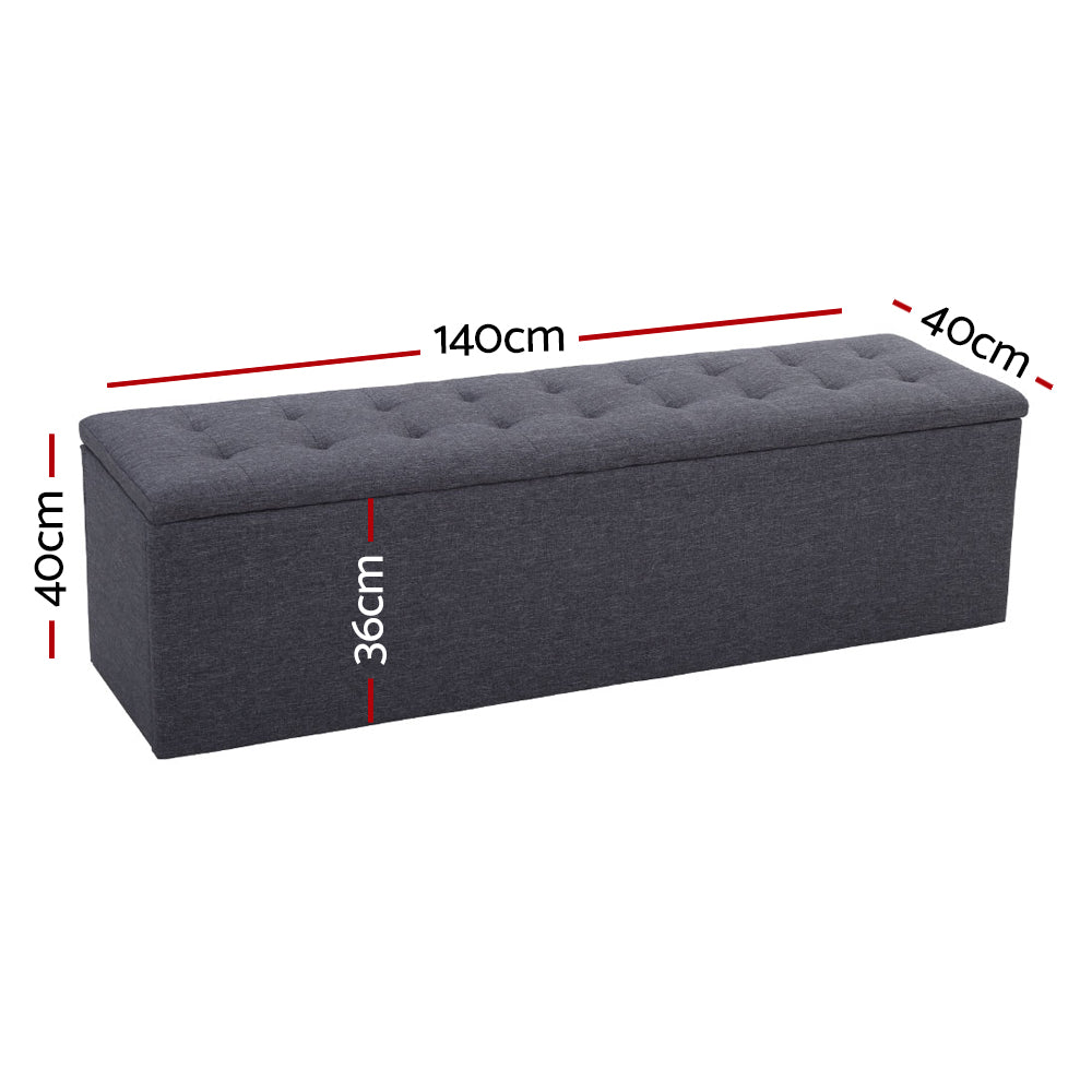 Artiss Storage Ottoman Blanket Box 140cm Linen Grey