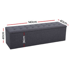 Artiss Storage Ottoman Blanket Box 140cm Linen Grey