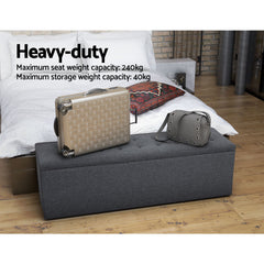 Artiss Storage Ottoman Blanket Box 140cm Linen Grey