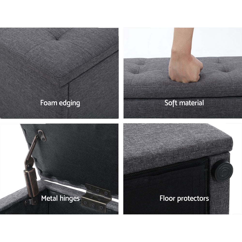 Artiss Storage Ottoman Blanket Box 140cm Linen Grey