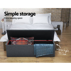 Artiss Storage Ottoman Blanket Box 140cm Linen Grey