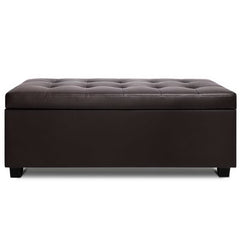 Artiss Storage Ottoman Blanket Box 97cm Leather Brown