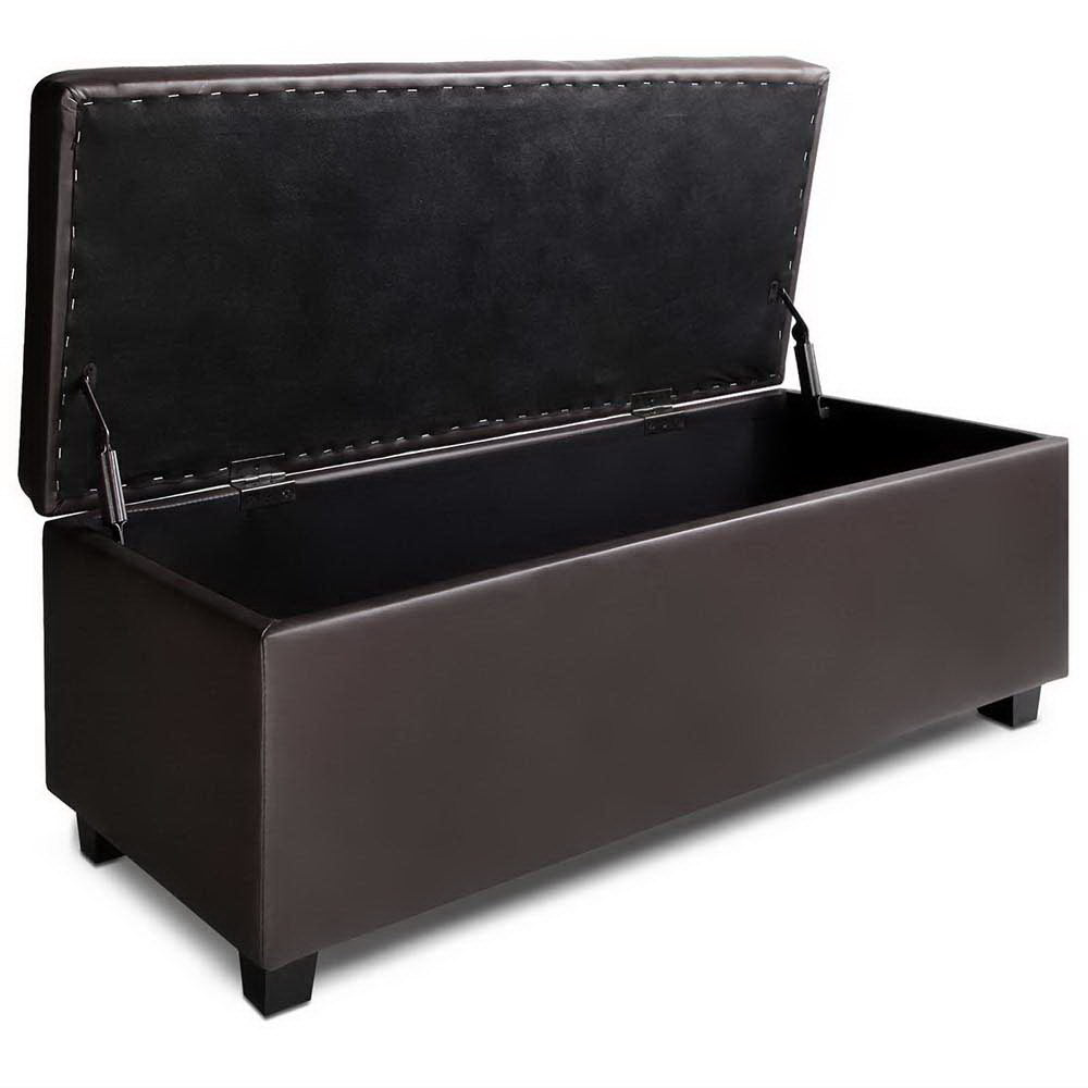 Artiss Storage Ottoman Blanket Box 97cm Leather Brown