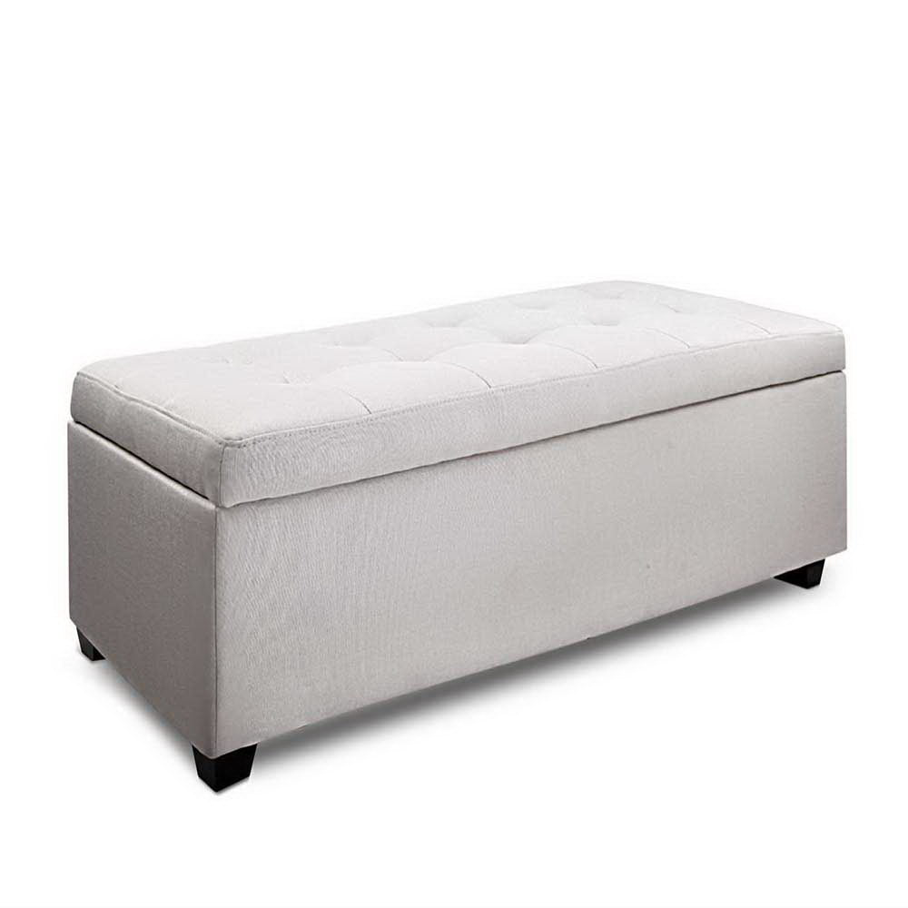 Artiss Storage Ottoman Blanket Box 97cm Linen Beige