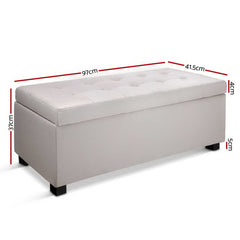 Artiss Storage Ottoman Blanket Box 97cm Linen Beige