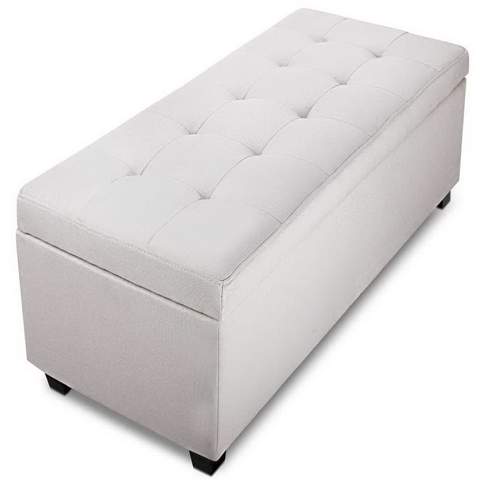 Artiss Storage Ottoman Blanket Box 97cm Linen Beige