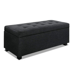 Artiss Storage Ottoman Blanket Box 97cm Linen Charcoal