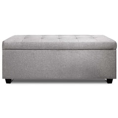 Artiss Storage Ottoman Blanket Box 97cm Linen Light Grey