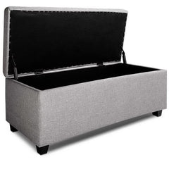 Artiss Storage Ottoman Blanket Box 97cm Linen Light Grey