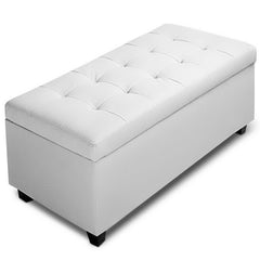 Artiss Storage Ottoman Blanket Box 97cm Leather White