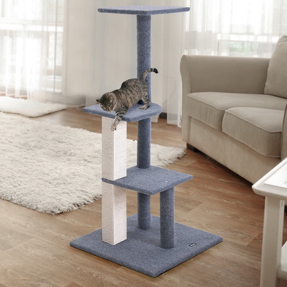 i.Pet Cat Tree 124cm Scratching Post Tower Scratcher Trees Wood Condo Board