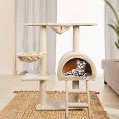 i.Pet Cat Tree 100cm Tower Scratching Post Scratcher Condo House Trees Bed Beige