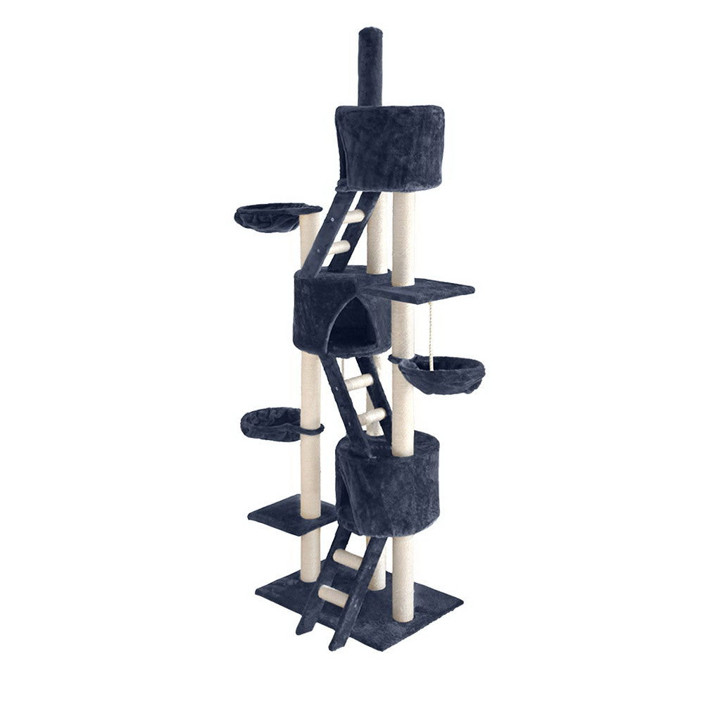 i.Pet Cat Tree 244cm Tower Scratching Post Scratcher Trees Condo House Grey