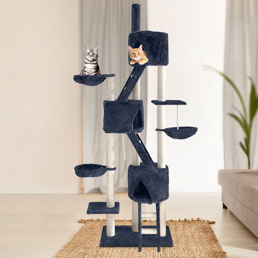 i.Pet Cat Tree 244cm Tower Scratching Post Scratcher Trees Condo House Grey