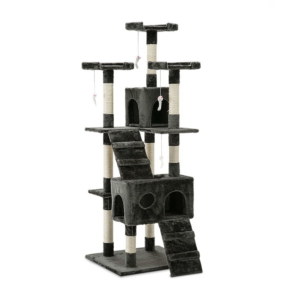 i.Pet Cat Tree 180cm Tower Scratching Post Scratcher Wood Condo House Toys Grey