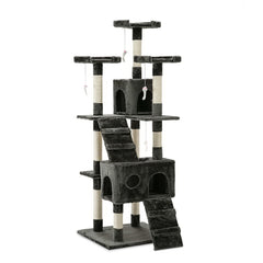 i.Pet Cat Tree 180cm Tower Scratching Post Scratcher Wood Condo House Toys Grey
