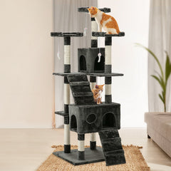 i.Pet Cat Tree 180cm Tower Scratching Post Scratcher Wood Condo House Toys Grey