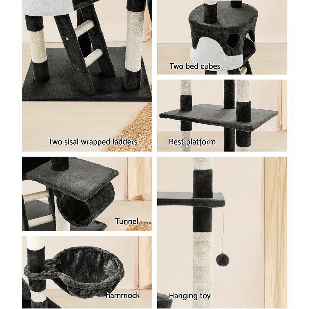 i.Pet Cat Tree 260cm Tower Scratching Post Scratcher Condo House Trees Grey