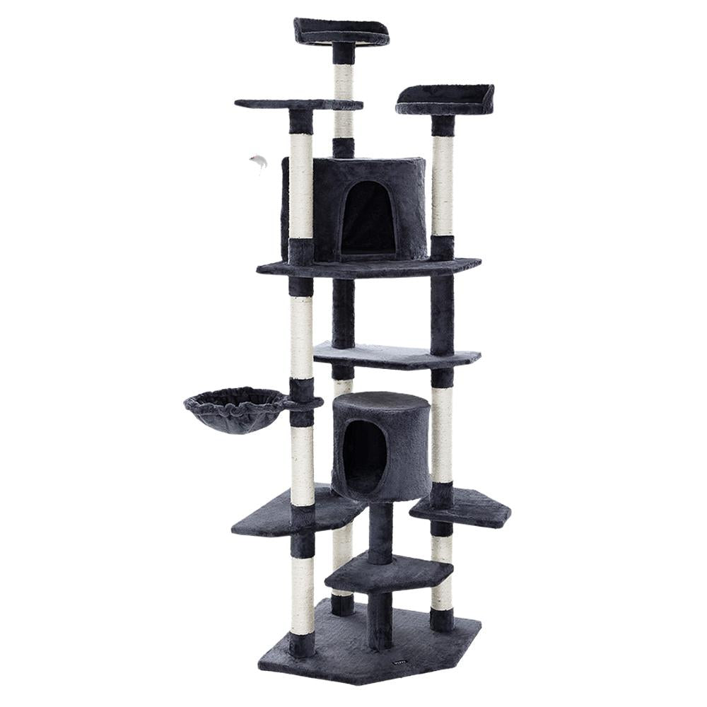 i.Pet Cat Tree 203cm Tower Scratching Post Scratcher Condo Trees House Bed Grey