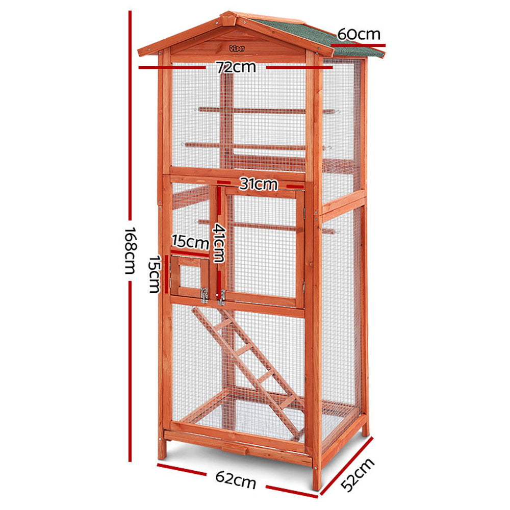 i.Pet Bird Cage 72cm x 60cm x 168cm Pet Cages Large Aviary Parrot Carrier Travel Canary Wooden XL