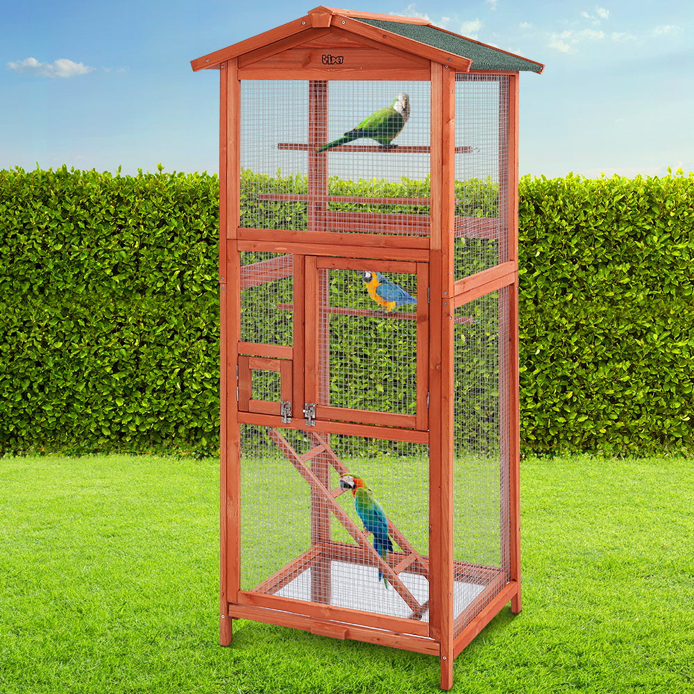 i.Pet Bird Cage 72cm x 60cm x 168cm Pet Cages Large Aviary Parrot Carrier Travel Canary Wooden XL