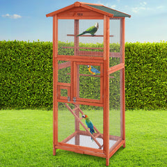 i.Pet Bird Cage 72cm x 60cm x 168cm Pet Cages Large Aviary Parrot Carrier Travel Canary Wooden XL
