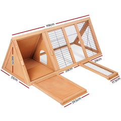 i.Pet Rabbit Hutch Chicken Coop 119cm x 51cm x 44cm Chicken Coop Large Run Wooden Cage Outdoor