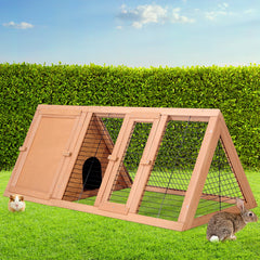 i.Pet Rabbit Hutch Chicken Coop 119cm x 51cm x 44cm Chicken Coop Large Run Wooden Cage Outdoor