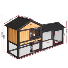 i.Pet Chicken Coop Rabbit Hutch 165cm x 43cm x 86cm Chicken Coop Large Run House Cage Wooden Outdoor