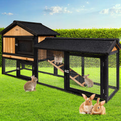 i.Pet Chicken Coop Rabbit Hutch 165cm x 43cm x 86cm Chicken Coop Large Run House Cage Wooden Outdoor
