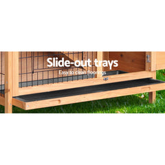 i.Pet Rabbit Hutch Chicken Coop 91.5cm x 45cm x 82cm Chicken Coop Large Wooden House Run Cage