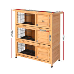 i.Pet Rabbit Hutch Chicken Coop 91.5cm x 46cm x 116.5cm Chicken Coop Large House Cage Run Wooden Outdoor