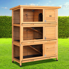 i.Pet Rabbit Hutch Chicken Coop 91.5cm x 46cm x 116.5cm Chicken Coop Large House Cage Run Wooden Outdoor