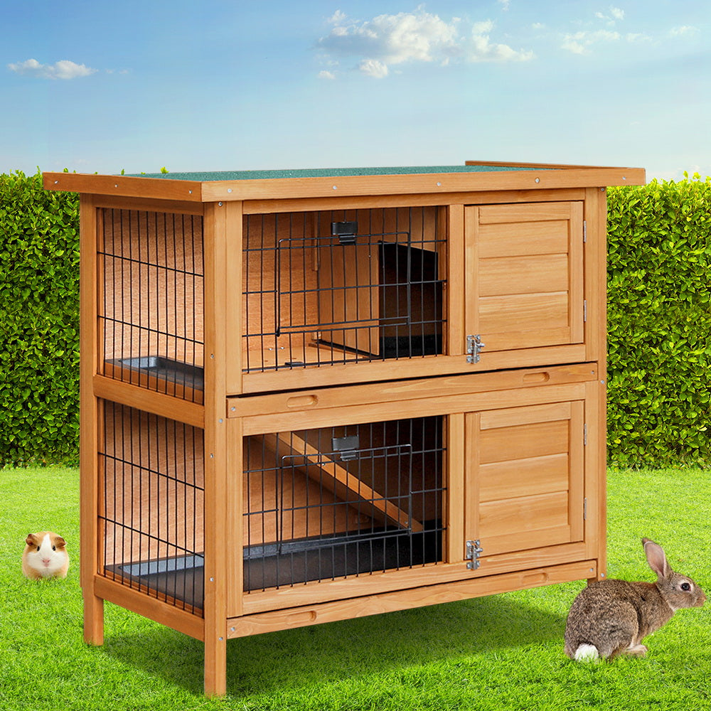 i.Pet Rabbit Hutch Chicken Coop 91.5cm x 45cm x 82cm Chicken Coop Large Wooden House Run Cage
