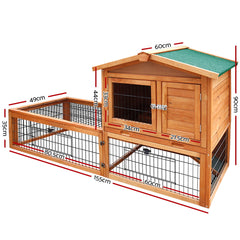 i.Pet Chicken Coop Rabbit Hutch 155cm x 49cm x 90cm Large Chicken Coop Wooden Run Cage House Outdoor