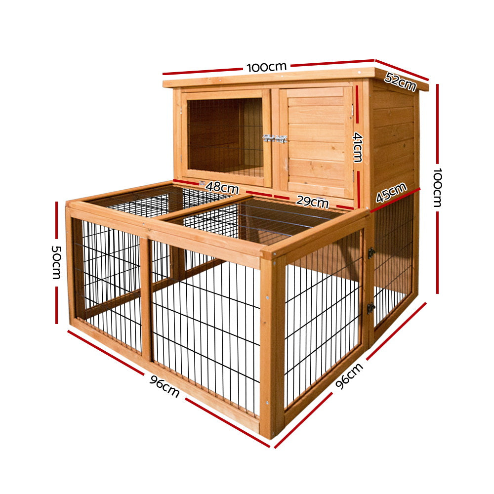 i.Pet Chicken Coop Rabbit Hutch 96cm x 96cm x 100cm Large Chicken Coop Run Wooden Cage Outdoor House