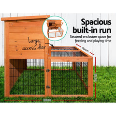 i.Pet Chicken Coop Rabbit Hutch 96cm x 96cm x 100cm Large Chicken Coop Run Wooden Cage Outdoor House