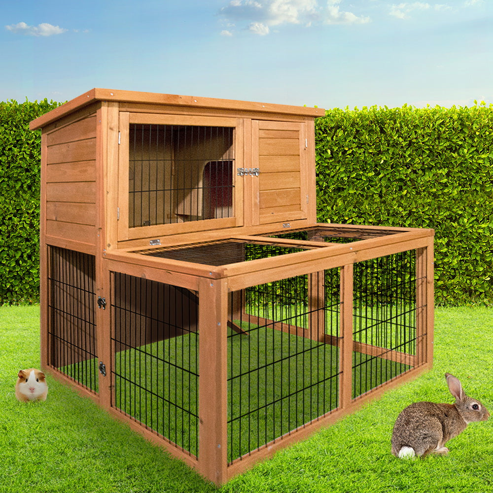 i.Pet Chicken Coop Rabbit Hutch 96cm x 96cm x 100cm Large Chicken Coop Run Wooden Cage Outdoor House