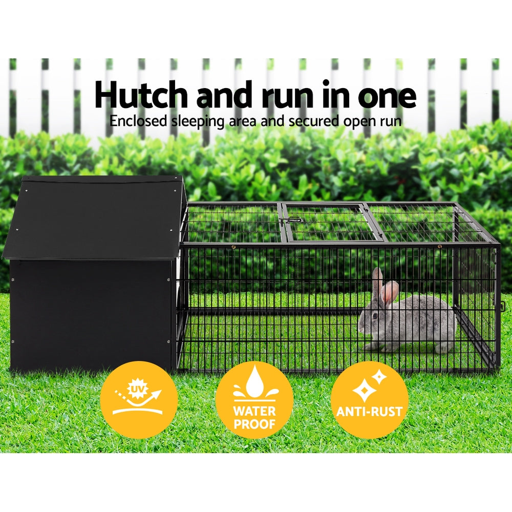 i.Pet Rabbit Cage Hutch 162x60cm Enclosure Metal