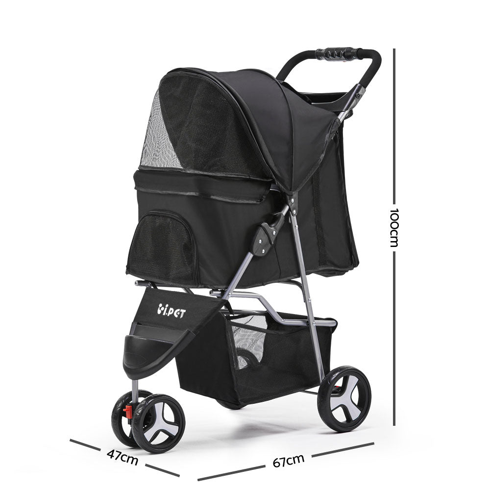 i.Pet Pet Stroller Dog Pram Cat Carrier Large Travel Pushchair Foldable 3 Wheels