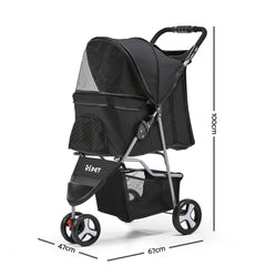 i.Pet Pet Stroller Dog Pram Cat Carrier Large Travel Pushchair Foldable 3 Wheels