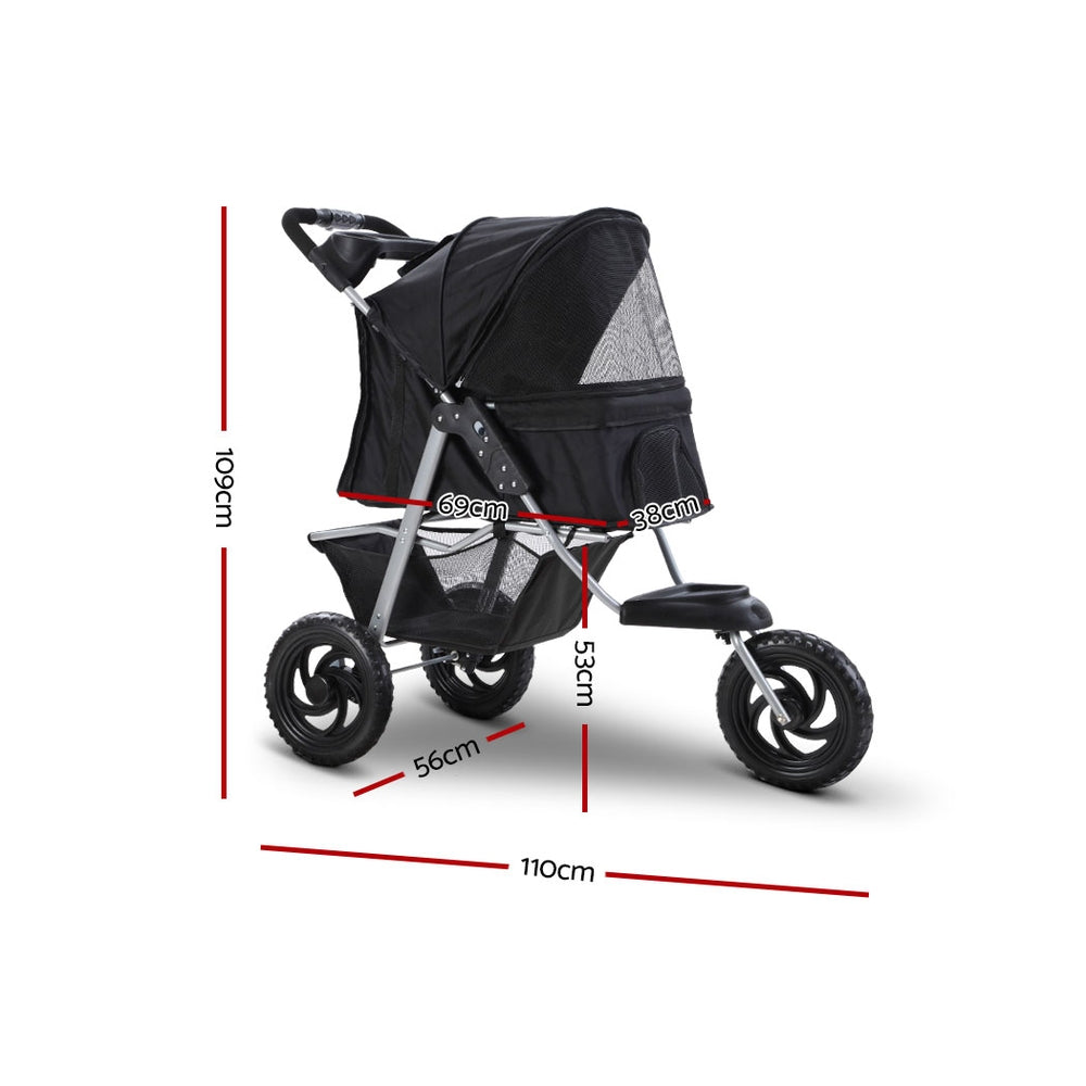 i.Pet Pet Stroller Dog Pram Large Cat Carrier Travel 3 Wheels Foldable Pushchair