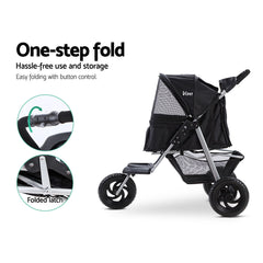 i.Pet Pet Stroller Dog Pram Large Cat Carrier Travel 3 Wheels Foldable Pushchair
