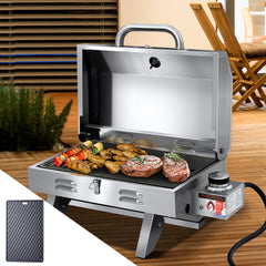 Grillz Portable Gas BBQ Grill with Double Sided Plate