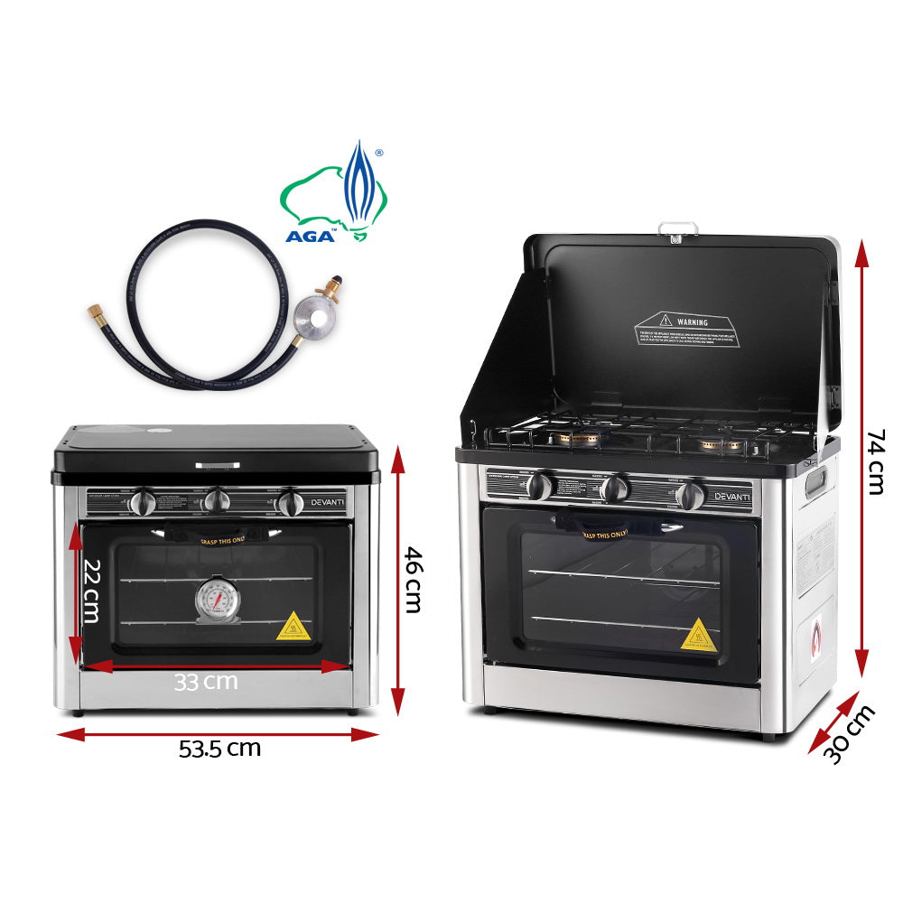 Devanti Portable Gas Oven LPG Silver