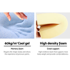 Giselle Bedding 2X Memory Foam Wedge Pillow Neck Back Support with Cover Waterproof Blue