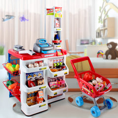 Keezi Kids Pretend Role Play Supermarket 24 Piece Playset Cash Register Trolley